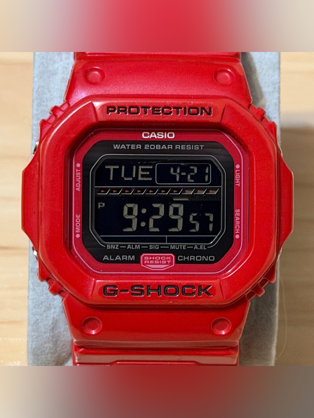 Casio G-Shock GLS-5600L-4 G-Lide Leather Band Red Negative Square Digital Watch